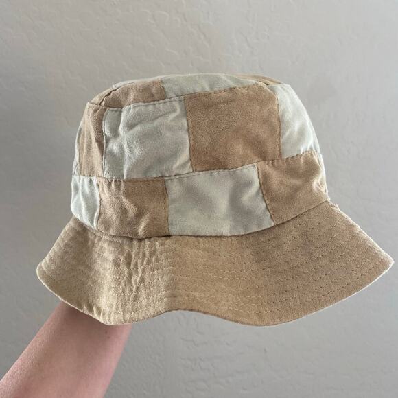 other Accessories - Patchwork Bucket Hat Faux Suede Tan Beige